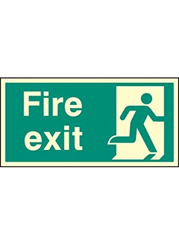 Caledonia Signs 52127 Sign, "Fire Exit Right Single Sided", 800 mm x 400 mm, Photo luminescent