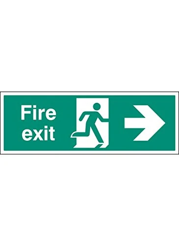Caledonia Signs 52138 Fire Exit Right Single Sided, 1200 mm x 400 mm, 5 mm Rigid