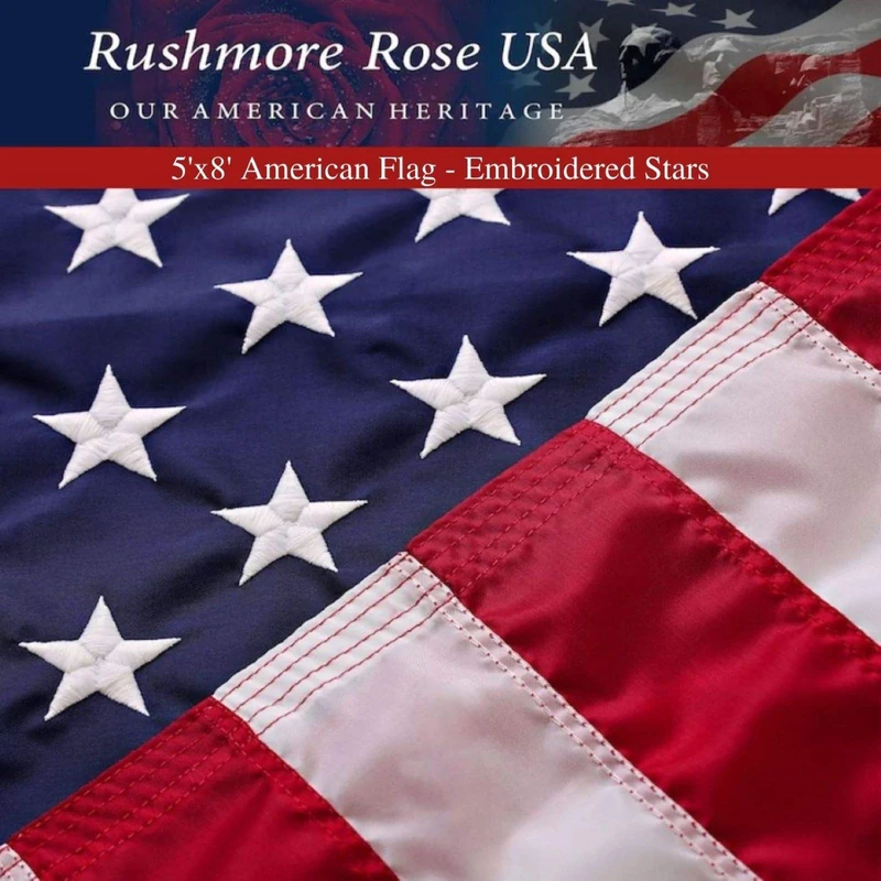 US Flag 5x8: 100% Made in USA. Best American Flag 5x8 ft. Embroidered Stars and Stitched Stripes - Display with Pride