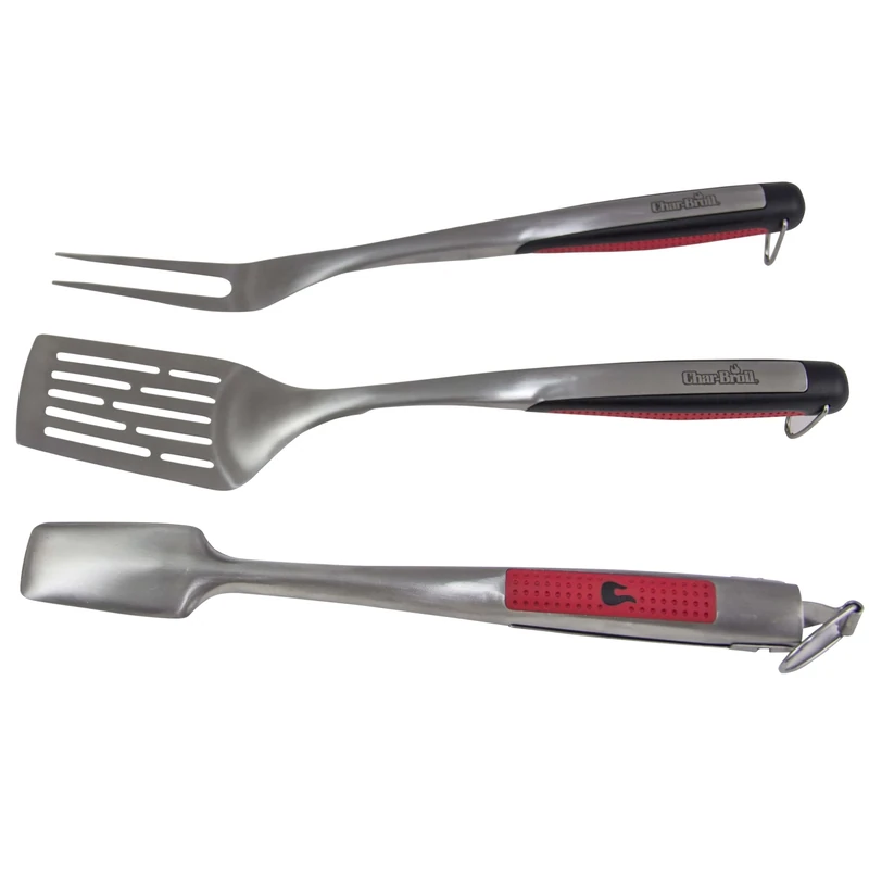 Char-Broil 140 767 - Comfort Grip 3 piece toolset, Stainless Steel.,45 x 16 x 3 cm