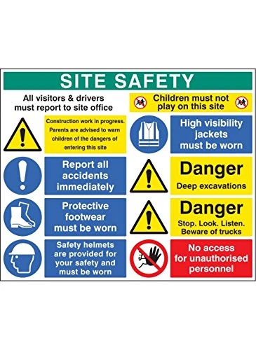 Caledonia Signs 58038 Site Safety Board, 1200 mm x 1000 mm - Image 1