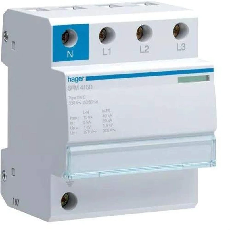 Hager spm415d – Limiter Surge Monobloc 3 Pole + Neutral 15 KA claseii