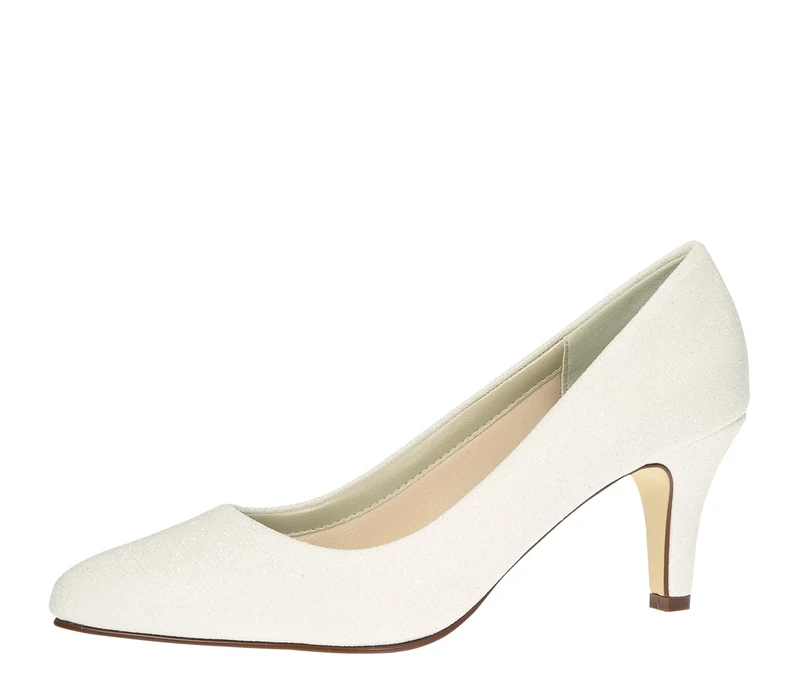 Rainbow Club Bridal Shoes Brooke - Pumps, Off-White Metallic, Wedding Shoes, Satin, Comfortably Padded - Size 38 EU (5 UK)