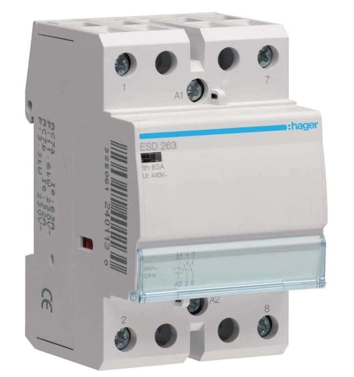HAGER (AUT.+Rest) ESD263 Contactor, 63A, 2NA, 24V Hardware, Other Tools, Multicolor - Image 1
