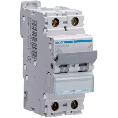 Hager M Series - Automatic Magnetic Thermal -M Curva-C 6ka 2 Poles 2A