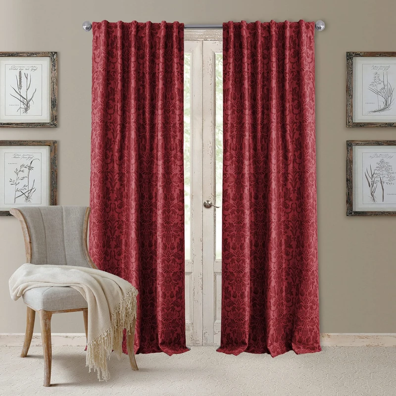 Elrene Home Fashions Blackout Rod Pocket/Back Tab Window Curtain, Fabric, Rouge, 52 in x 95 in (1 Panel)