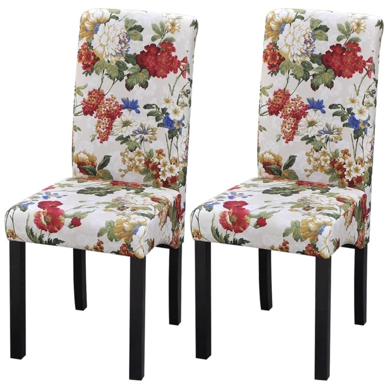 vidaXL 2 x Wooden Dining Chairs Floral Design Dining Chair Kitchen