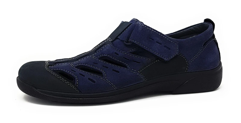 Rohde Rostock 1233 Men's Leather Slippers with Velcro Fastening, Blue, 9.5 UK - Image 1