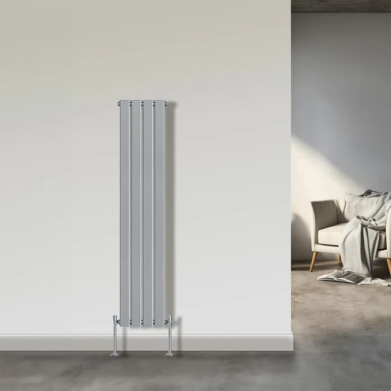 NRG 1600x272 Vertical Column Designer Radiator Chrome Single Flat Panel