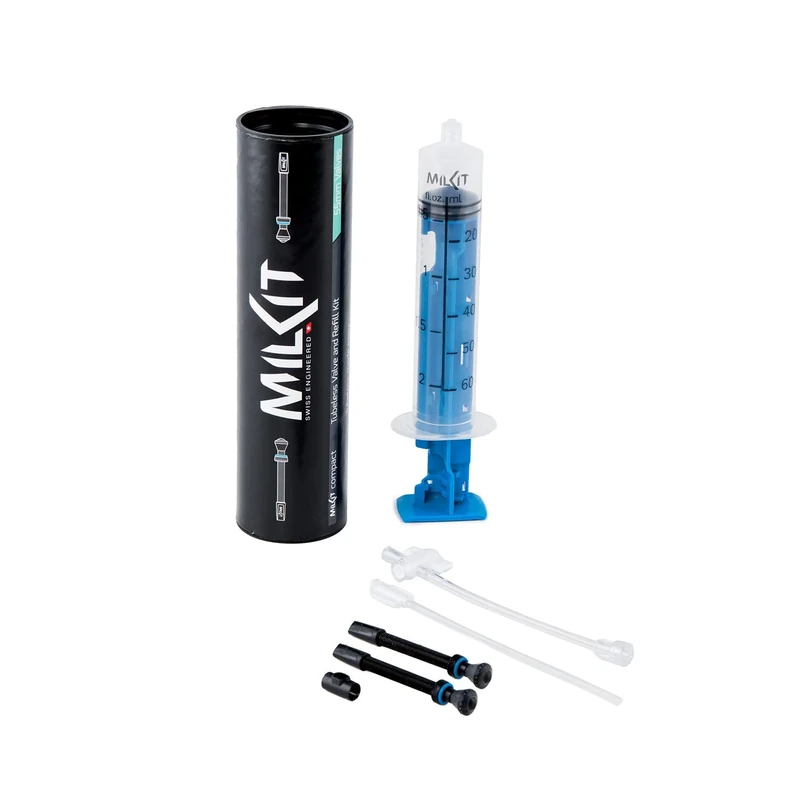 Milkit Compact Set 55mm Valves With Filling Syringe & Valve Core Tool For Bicycle Tyres