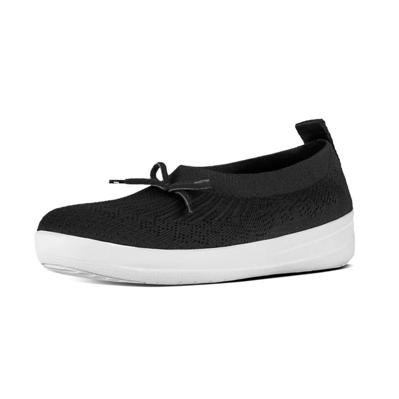 Fitflop Women's Uberknit Slip ON Ballerina with Bow Closed Toe Ballet Flats, Black (Black 001), 5.5 UK 38.5 EU