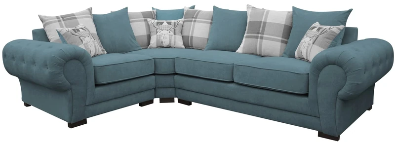 Corner Sofa Verona Fabric Left or Right Grey Brown Cream Designer Scatter Cushions Living Room Furniture (Left, Ocean)