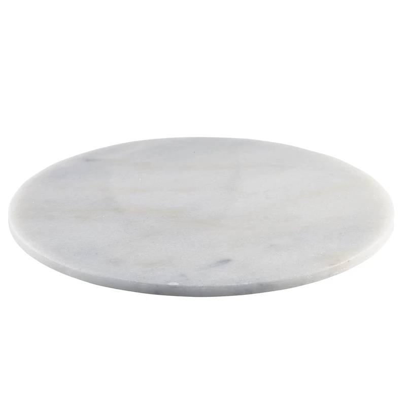 Genware White Marble Platter 30cm - Set of 6 - Round Marble Cake Serving Board