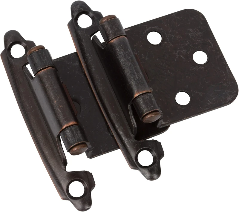 DecoBasics Oil Rubbed Bronze Cabinet Hinges for Kitchen Cabinets (25 Pair -50 Pcs) -1/2" Overlay (Variable) -Self Closing Kitchen Cabinet Hinges Flush Mount w/Silicon Bumpers & Upgraded Screws