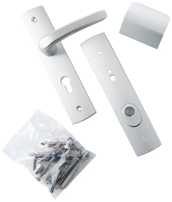 Bricard 9920071 Silver Shielded Handles Set on Sign, Stand and Spoiler for European Cylinder