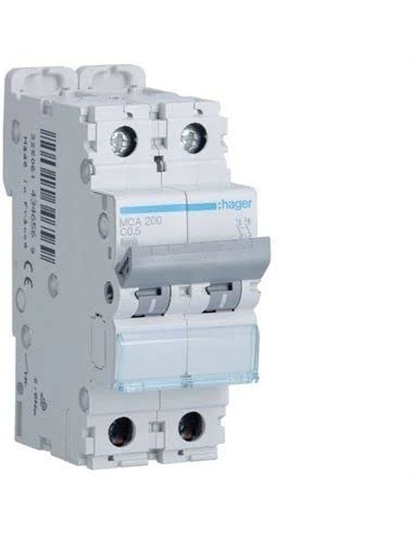 Hager m Series - Automatic magnetothermal -m Curve-c 6ka 2-Pole 0.5a