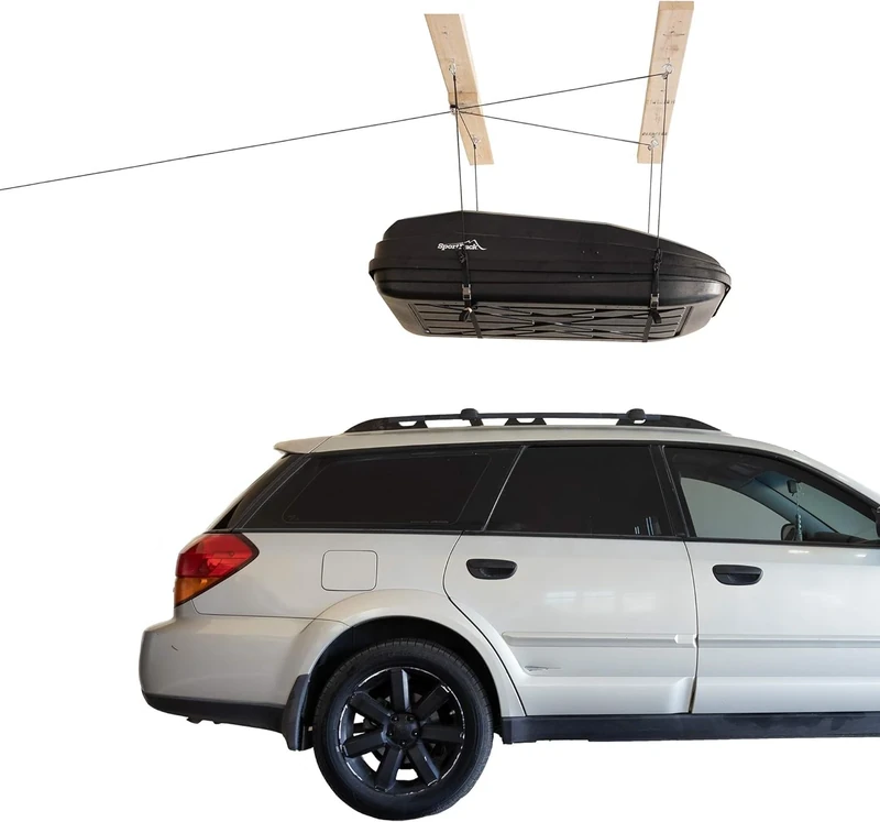 HARKEN Hoister Overhead Garage Storage Hoist System for Kayaks, Canoes, Surf & Paddle Boards, (60lb Capacity, 12ft Ceiling) Self-Leveling, Safe Anti-Drop, Easy One-Person Operation - Model 7801.12