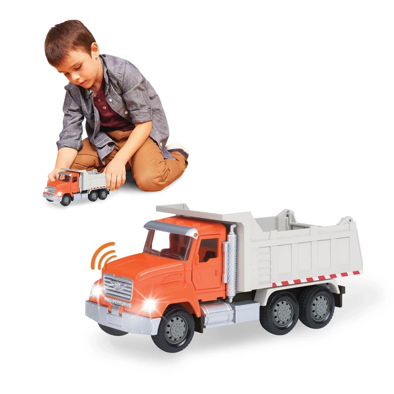 Driven by Battat – 7-Inch Dump Truck Toy with Lights & Sounds, Movable Parts, Construction Vehicle for Boys & Girls, Durable Design, Realistic Details, 3+ Years Toy for Kids