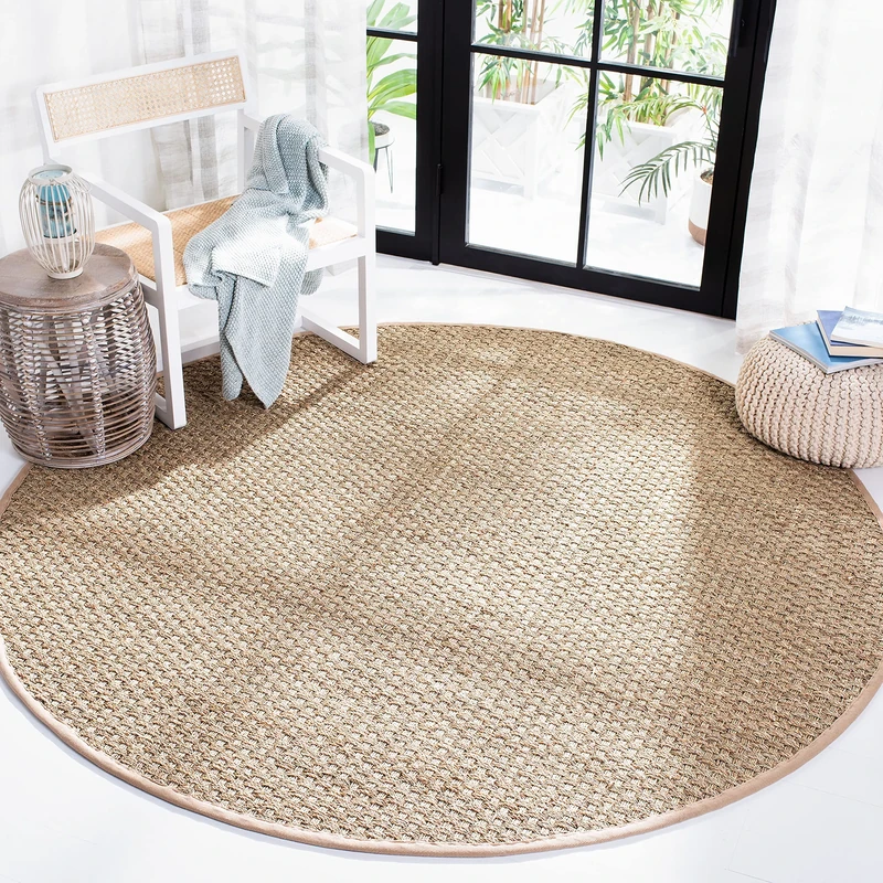 Safavieh Natural Fiber Rug for Living Room, Dining Room, Bedroom - Natural Fiber Collection, Short Pile, in Natural and Beige, 201 X 201 cm