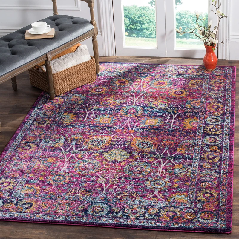 Safavieh Traditional Indoor Woven Rectangle Area Rug, Granada Collection, GRA352, in Fuchsia / Multi, 91 X 152 cm for Living Room, Bedroom or Any Indoor Space - Image 1