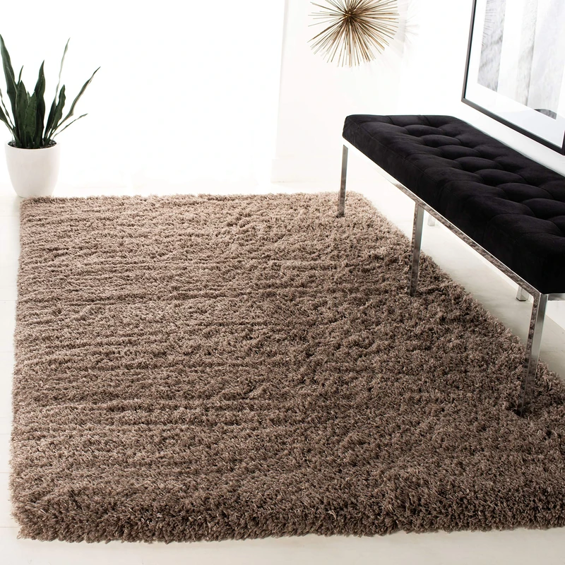 Safavieh Shag Rug for Living Room, Dining Room, Bedroom - Polar Shag Collection, Short Pile, in Mushroom, 91 X 152 cm