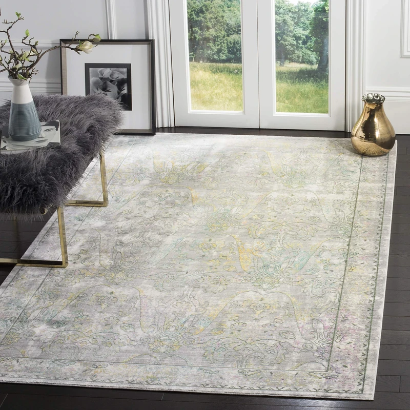 Safavieh Metro-Mod Indoor Woven Rectangle Area Rug, Mystique Collection, MYS925, in Grey / Multi, 152 X 244 cm for Living Room, Bedroom or Any Indoor Space