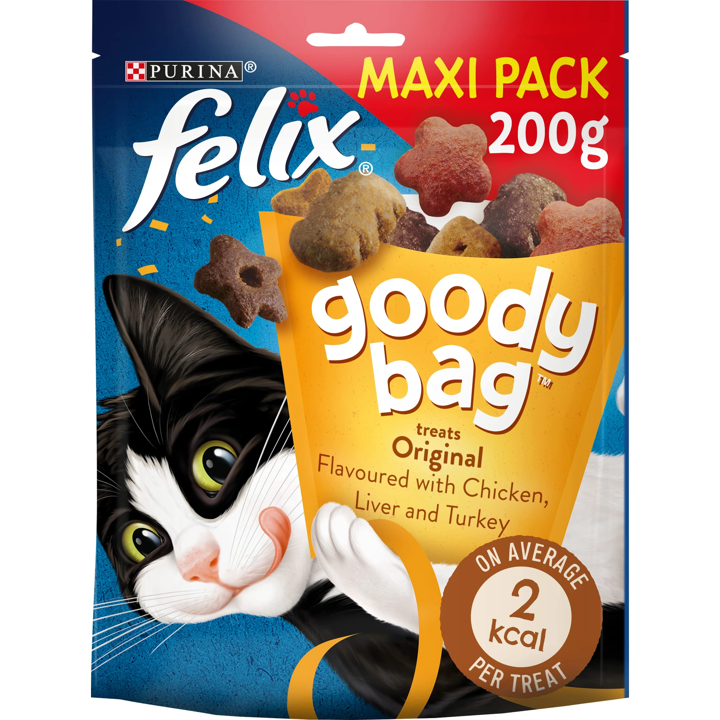 FELIX Goody Bag Original Chicken; Liver and Turkey Cat Treats 200g (Pack of 5)