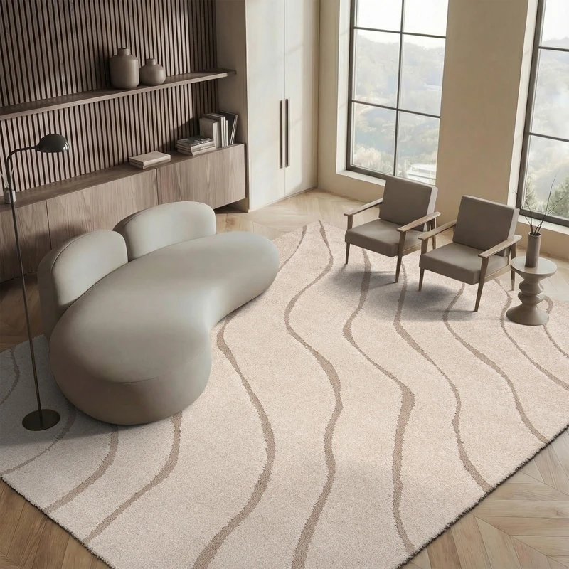 Safavieh Raton Shag Area Rug, Woven Polypropylene Carpet in Cream / Beige, 243 X 304 cm