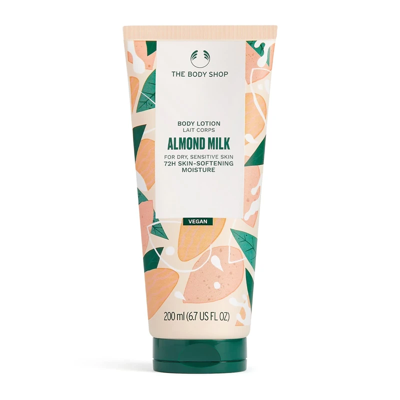 The Body Shop Almond Milk (1x 200ml), Body Moisturiser with Shea Butter, Body Cream for Dry Sensitive Skin, 72H Nourishing Moisture, Body Care, Non-Greasy Vegan Formula, Dermatologically Tested
