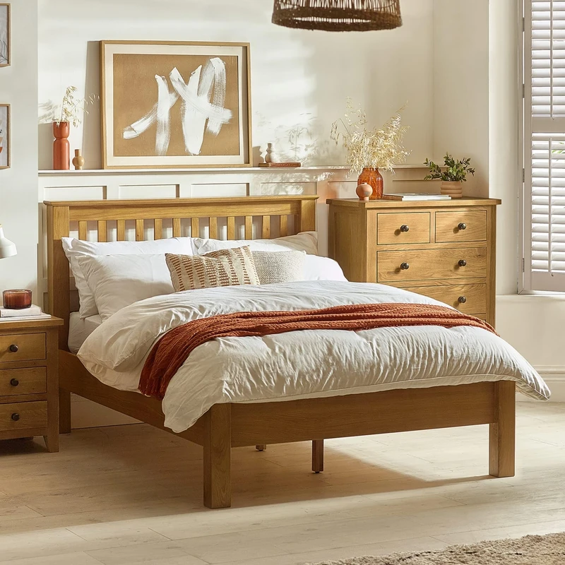 Julian Bowen Oak Wood Amsterdam Low Foot End Bed, Super King