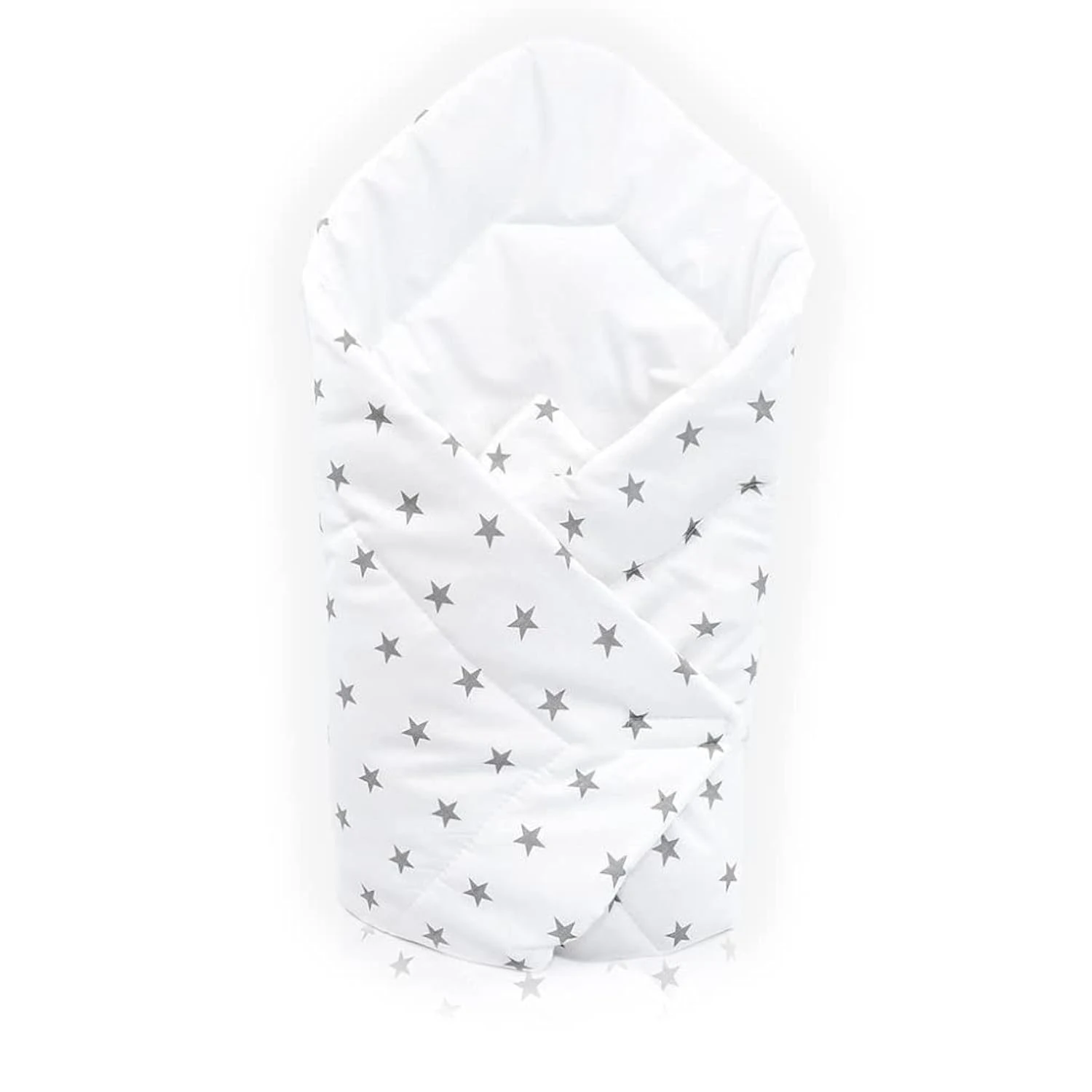 Baby Swaddle Wrap Infant Bedding Blanket/Cotton Newborn Duvet Quilt Envelope 0 to 3 Months (Grey stars on white background)