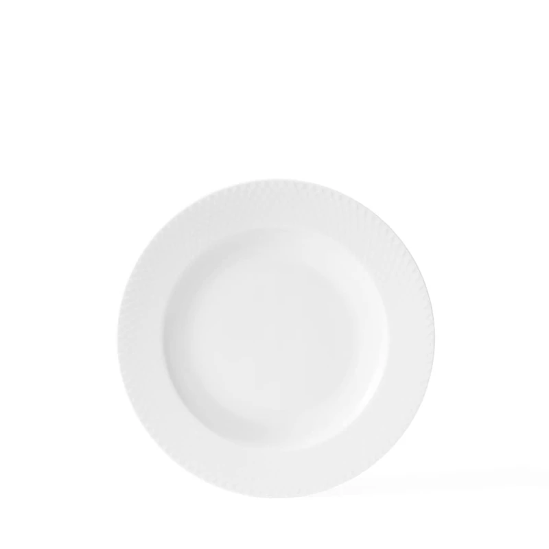 Lyngby Porcelæn Deep Plate Diameter 23 cm Rhombe Handmade Porcelain White