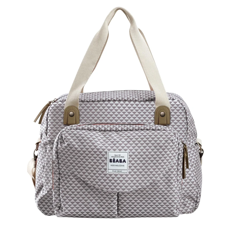 BÉABA - Genève II - Baby Changing Bag - Diaper Bag for Babies and Newborn - Large capacity - Baby Changing Mat - Isothermal lunch pouch - Buggy attachment system - Grey/Corail