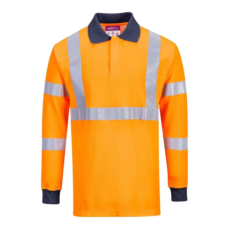 Portwest Flame Resistant RIS Polo Shirt, Size: L, Colour: Orange, FR76ORRL
