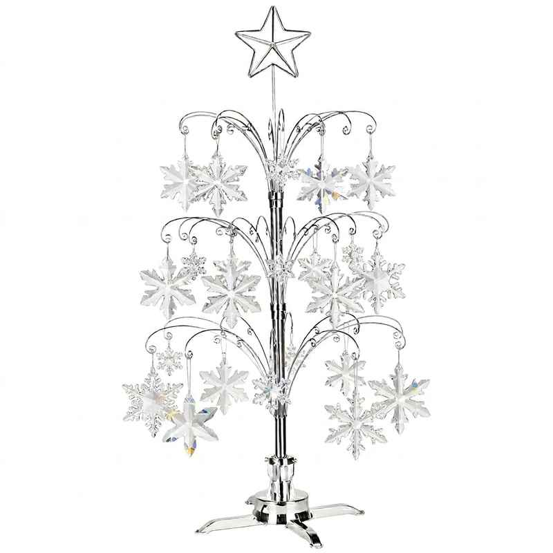 HOHIYA 47 Inch Ornament Display Tree Stand Rotating Hanger Hook for Swarovski Christmas 2023 Annual Hanging Crystal Suncatcher Decorations Gift Eco Chrome Silver - Image 1