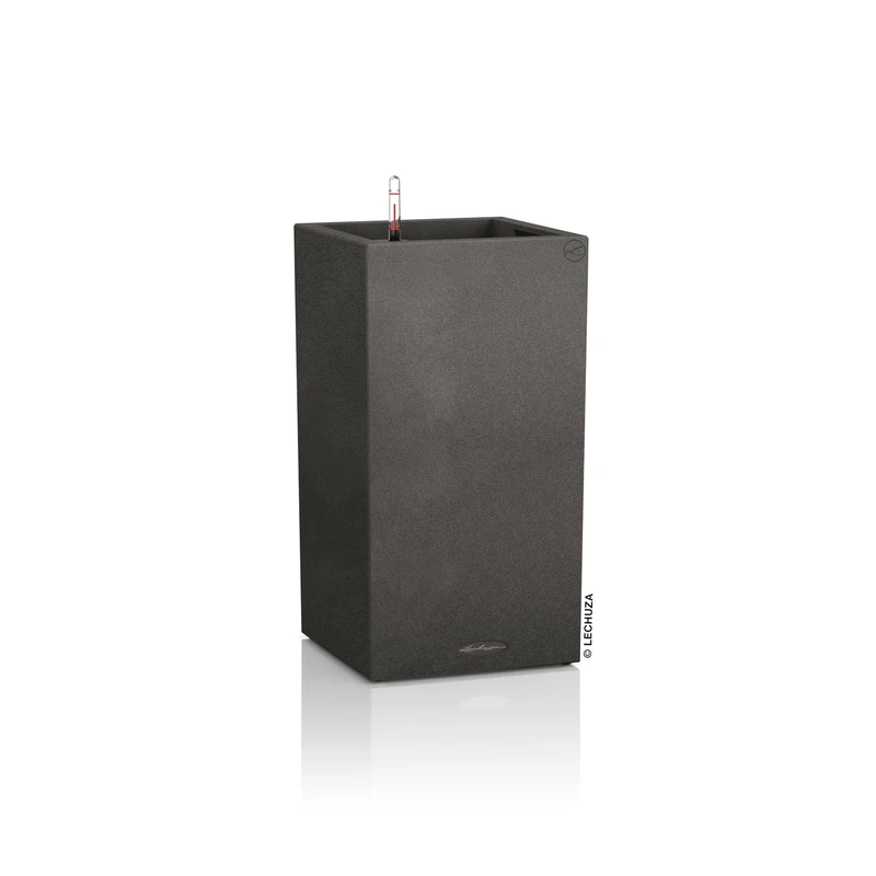 Lechuza Self Watering Plant Pot CANTO Stone 30 High Large Plastic Indoor and Outdoor Plant Pot with Drainage Hole H56 L30 W30 cm Graphite Black