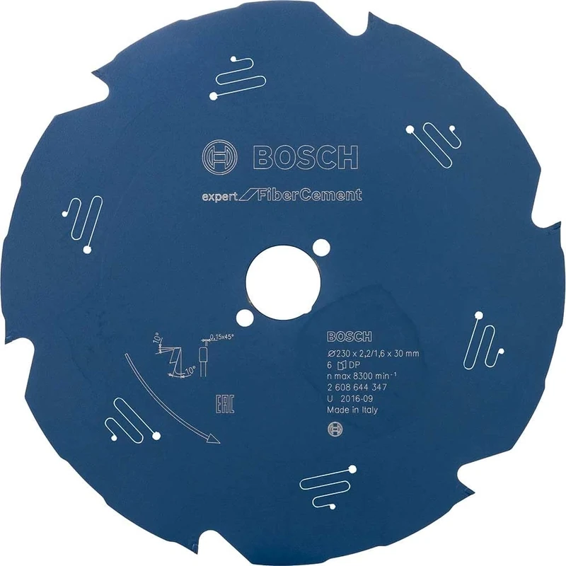 Bosch Professional 2608644347 Expert for Fibre Cement Circular Saw Blade (for Fibre Cement, 230 x 30 x 2.2 mm, 6 Teeth,Circular Saw Accessory), Diameter 230 mm