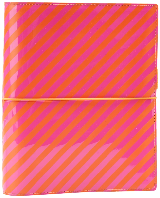Filofax A5 Domino Patent Stripes Organiser - Orange/Pink