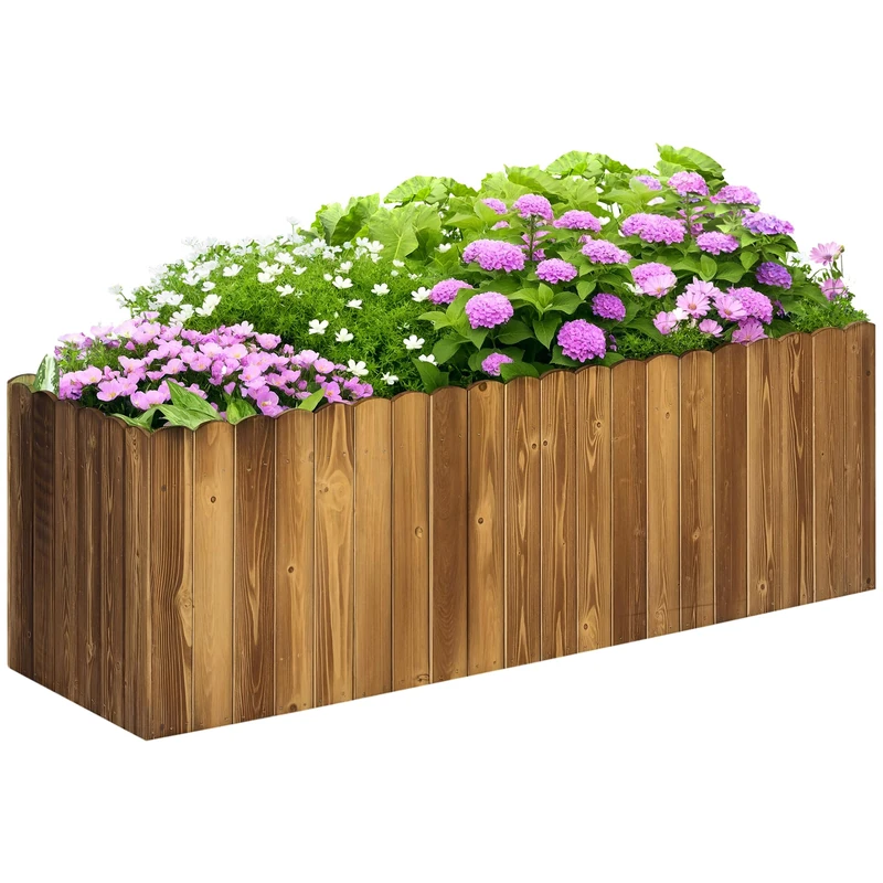 Outsunny 172L Raised Garden Bed - Wooden Rectangle Planter
