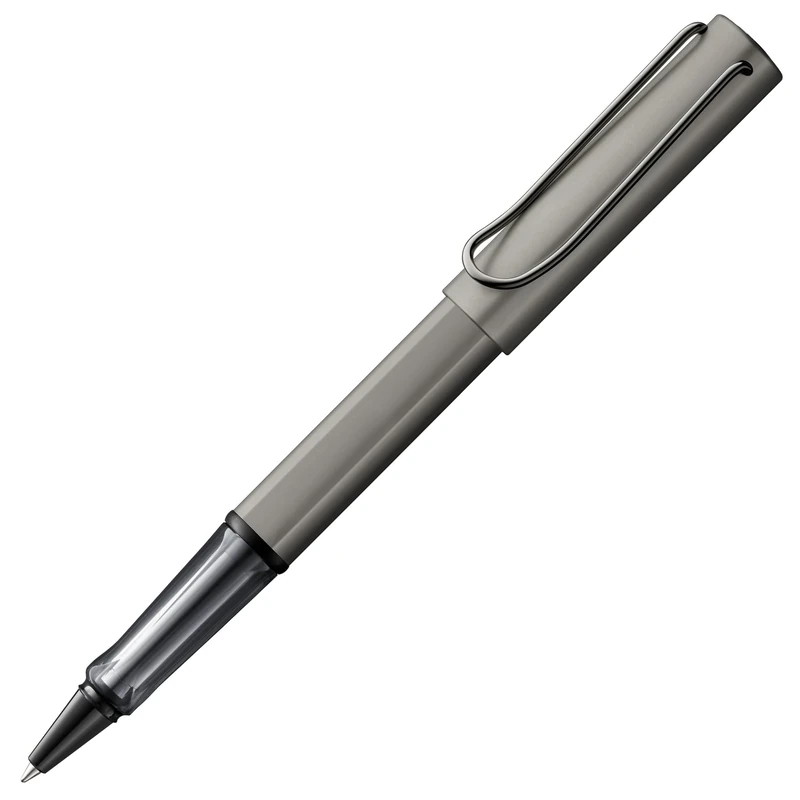 Lamy Lx ruthenium Rollerball Pen – lightweight pen with transparent, ergonomic grip & line width M - anodized aluminium body – including rollerball refill M 63 in black ink & metal case