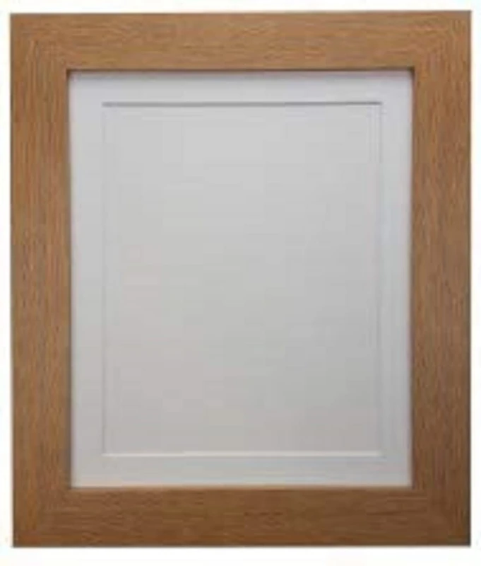 FRAMES BY POST Metro Oak Photo Picture Poster Frame with White Mount Plastic Glass 30" x 24" For Pic Size 24" x 18"
