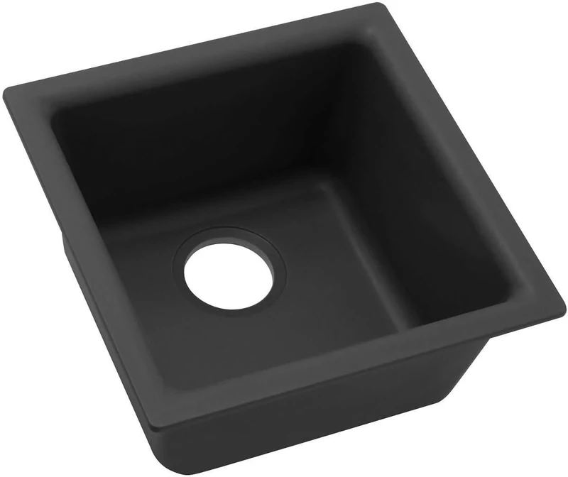 Elkay ELG1616BK0 Quartz Classic Single Bowl Dual Mount Bar Sink, Black