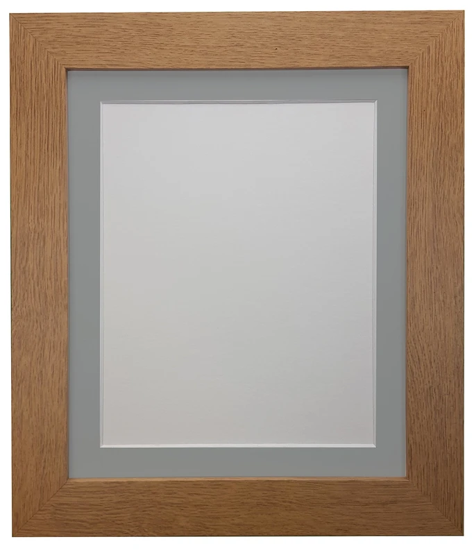 FRAMES BY POST Metro Oak Photo Picture Poster Frame with Dark Grey Mount Plastic Glass 30" x 24" For Pic Size 24" x 16"