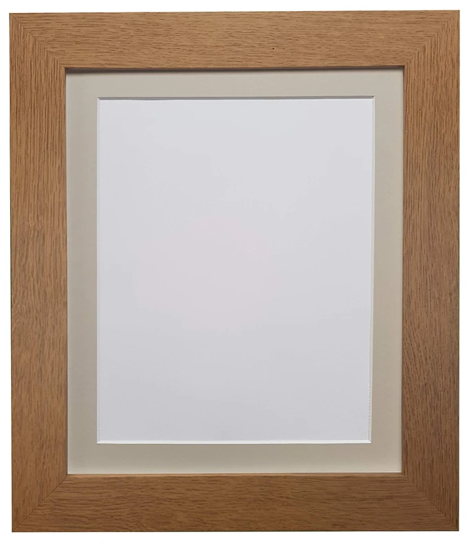 FRAMES BY POST Metro Oak Photo Picture Poster Frame with Light Grey Mount Plastic Glass 30" x 24" For Pic Size 24" x 20"