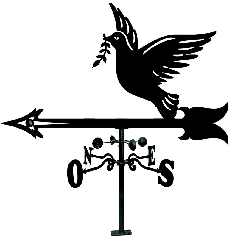 Arthifor Roof Vane with Peace Dove Silhouette, Satin Black
