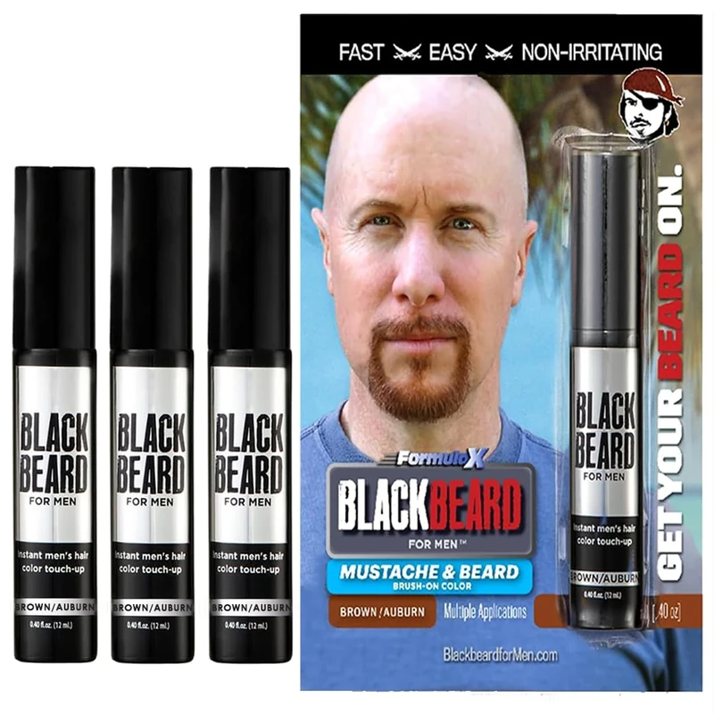 Blackbeard for Men - temporary brush on colour 12ml 0.40oz (Brown/Auburn, 3 Packs) - Image 1