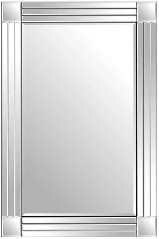 Tuff Concepts Antique Modern Venetian Style Wall Mirror, 91cm X 61cm, Silver