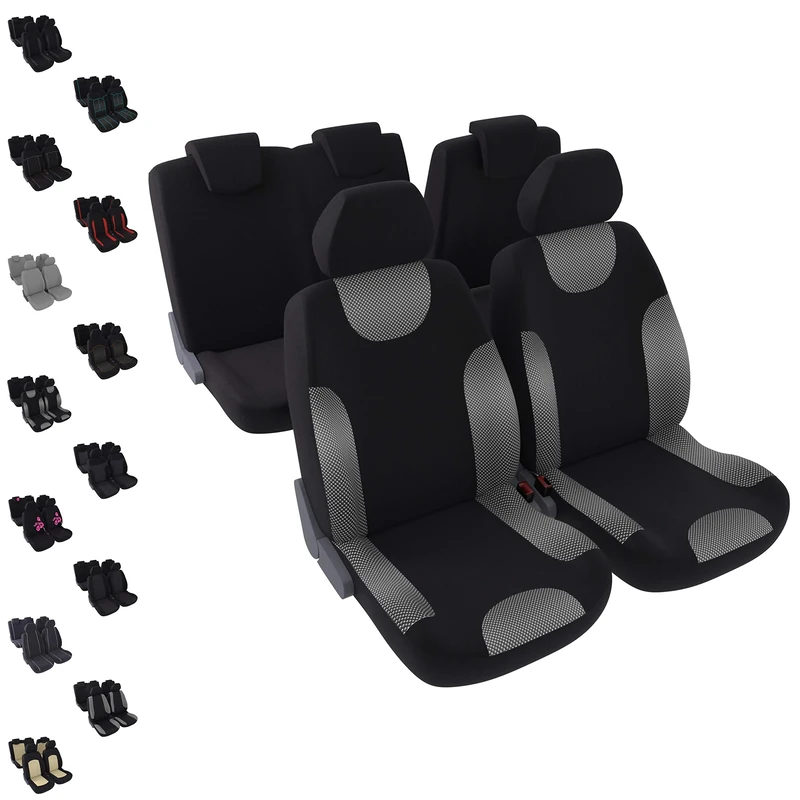 DBS 1012893 Universal Non-Slip Washable Car Seat Covers for 5 Seats - Metallic Front and Back