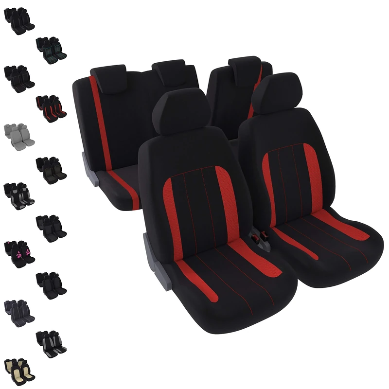 DBS 1012727 Universal Non-Slip Washable Car Seat Covers for 5 Seats Red