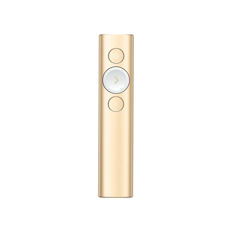Logitech Spotlight Wireless Presentation Remote, 2.4 GHz and Bluetooth, USB-Receiver, Digital Laser Pointer, 30-Meter Operating Range, Dual Connectivity, Timer, PC/Mac/Android/iOS - Gold/White
